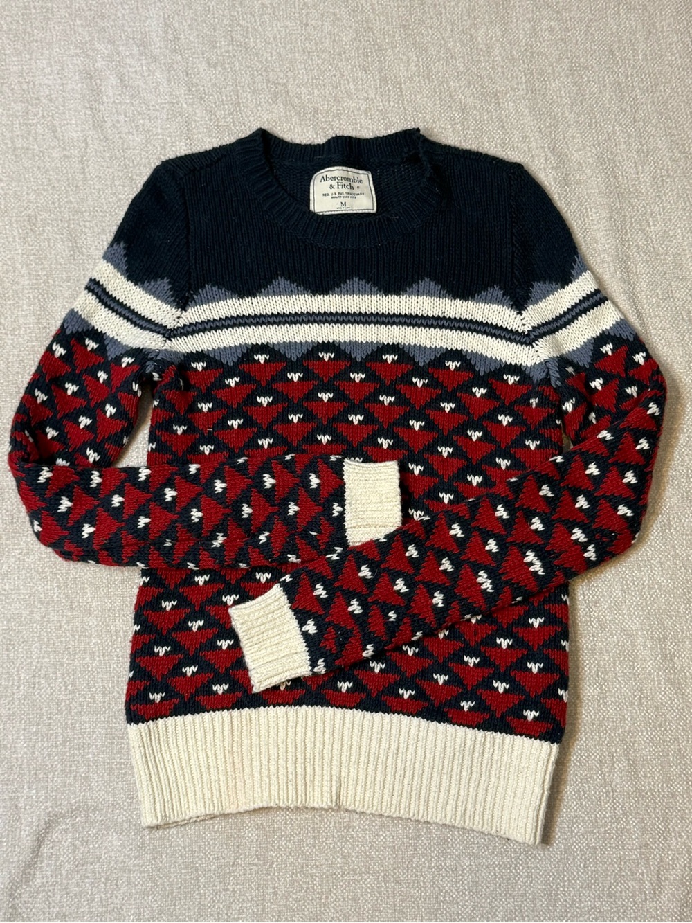 Abercrombie & Fitch Fair Isle Sweater M Y2K Nordic Ski Lodge Cabin Preppy